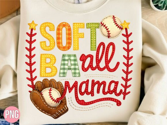 Faux Embroidery Softball Mama Sports PNG Review