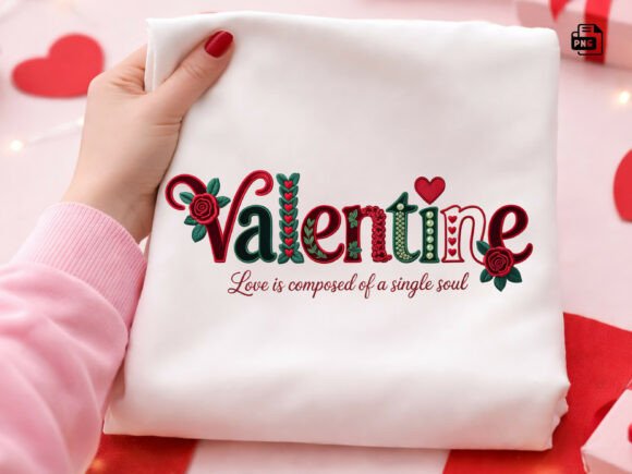 Floral Rose Valentine Faux Embroidery