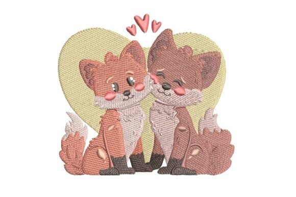 Foxes in Love Embroidery for Seasonal Collections