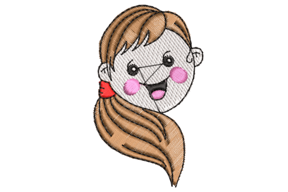 Girl Face with Ponytail Embroidery
