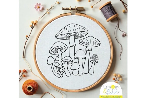 Many Mushrooms - Hand Embroidery