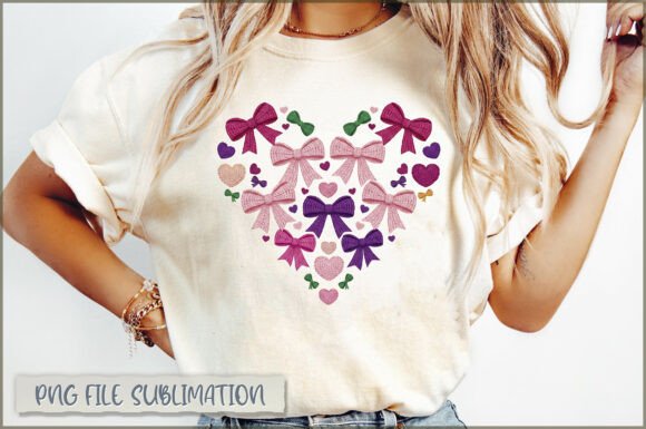 Mardi Gras Heart Bow Embroidery PNG