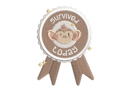 Survived Today Monkey Award Embroidery